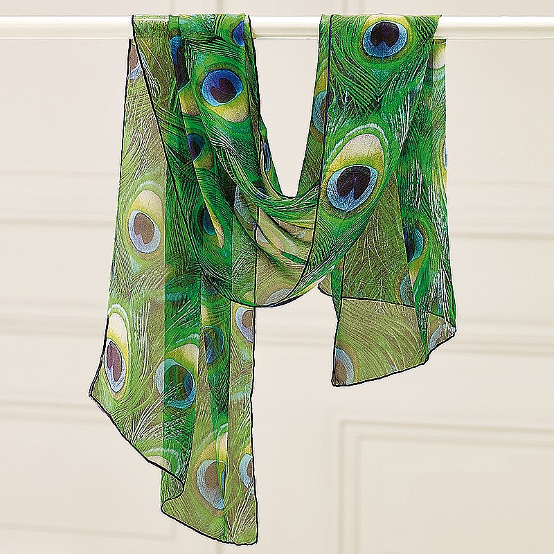 Buy Peacock Feathers Silk Scarf from Museum Selection.