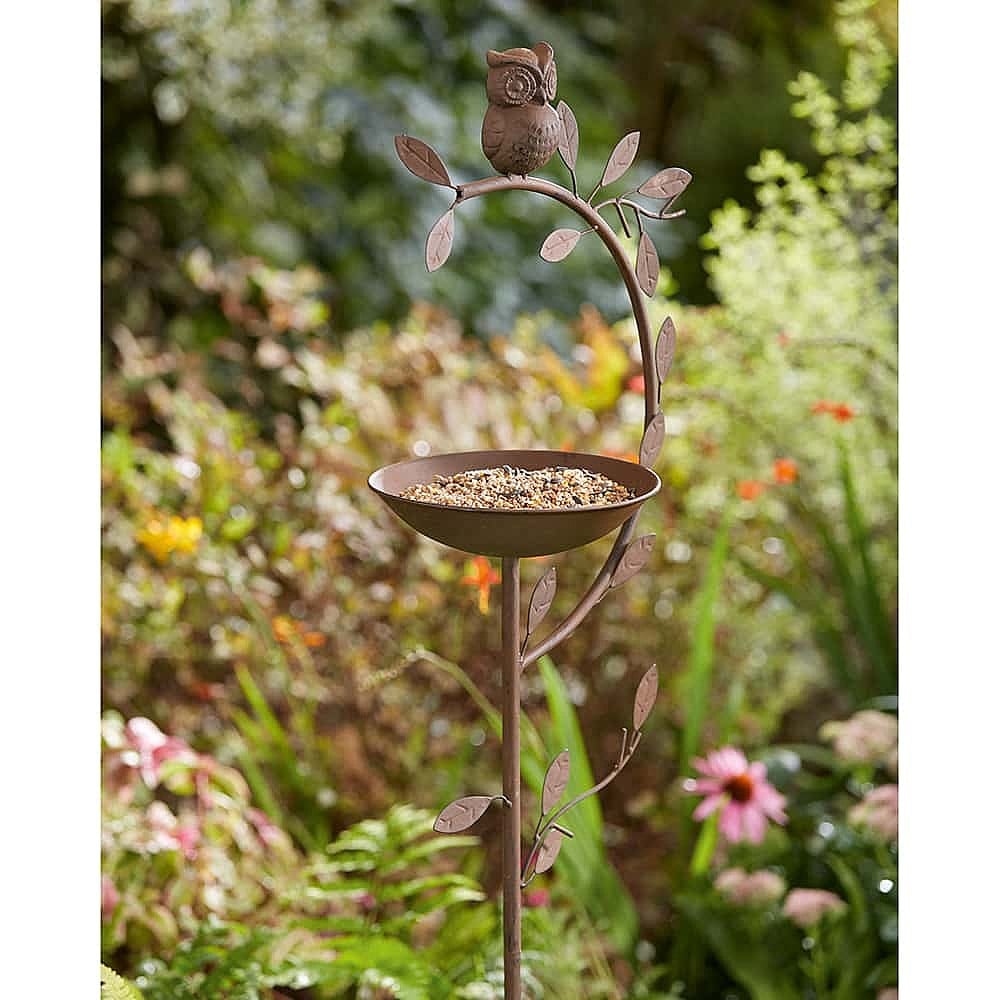 Wise Owl Stake Bird Feeder