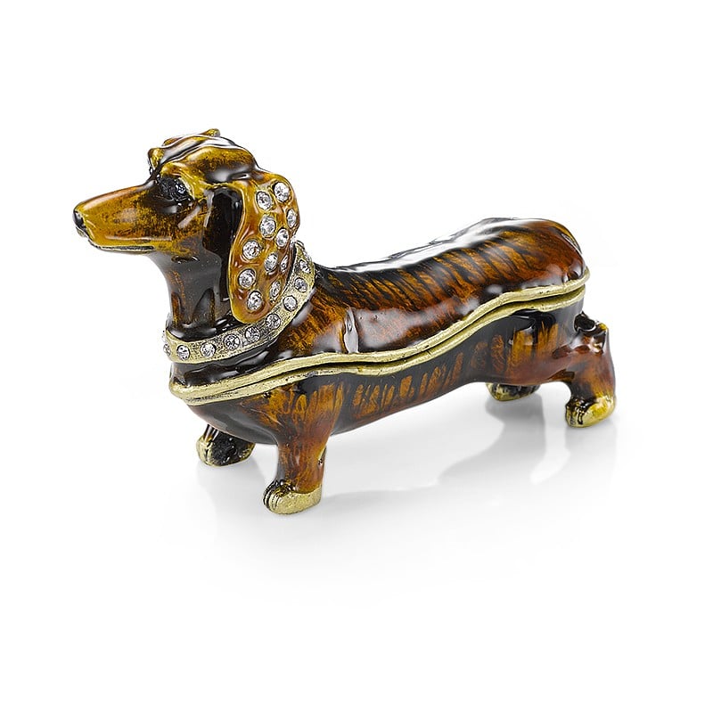 Dachshund Dog Design delightful Tin Tea Caddy With Pewter Motif Mother Xmas Dog Gift