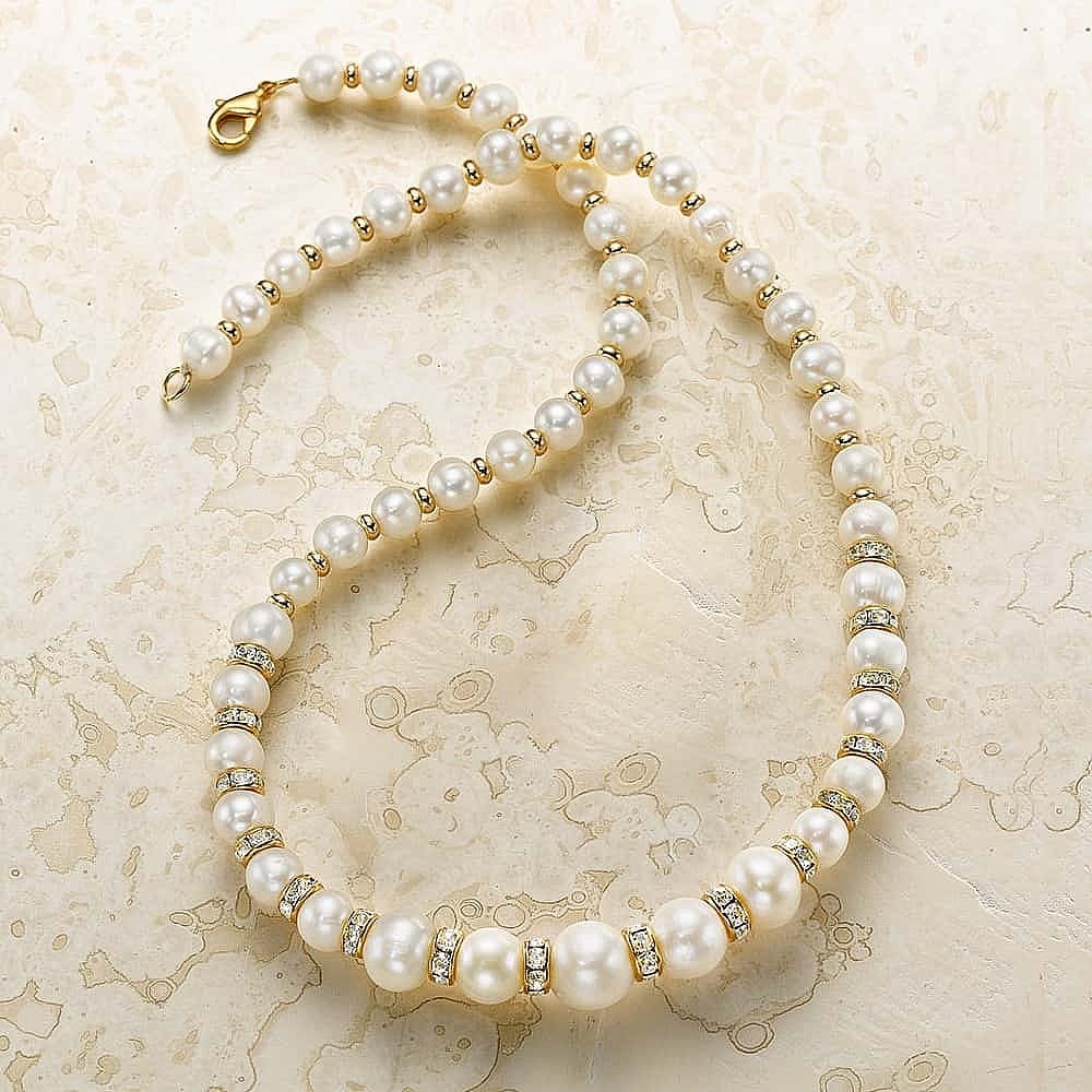 Layered Necklace beads Jewelry vintage style Necklace Gold Pearl Necklace,clear beads Necklace