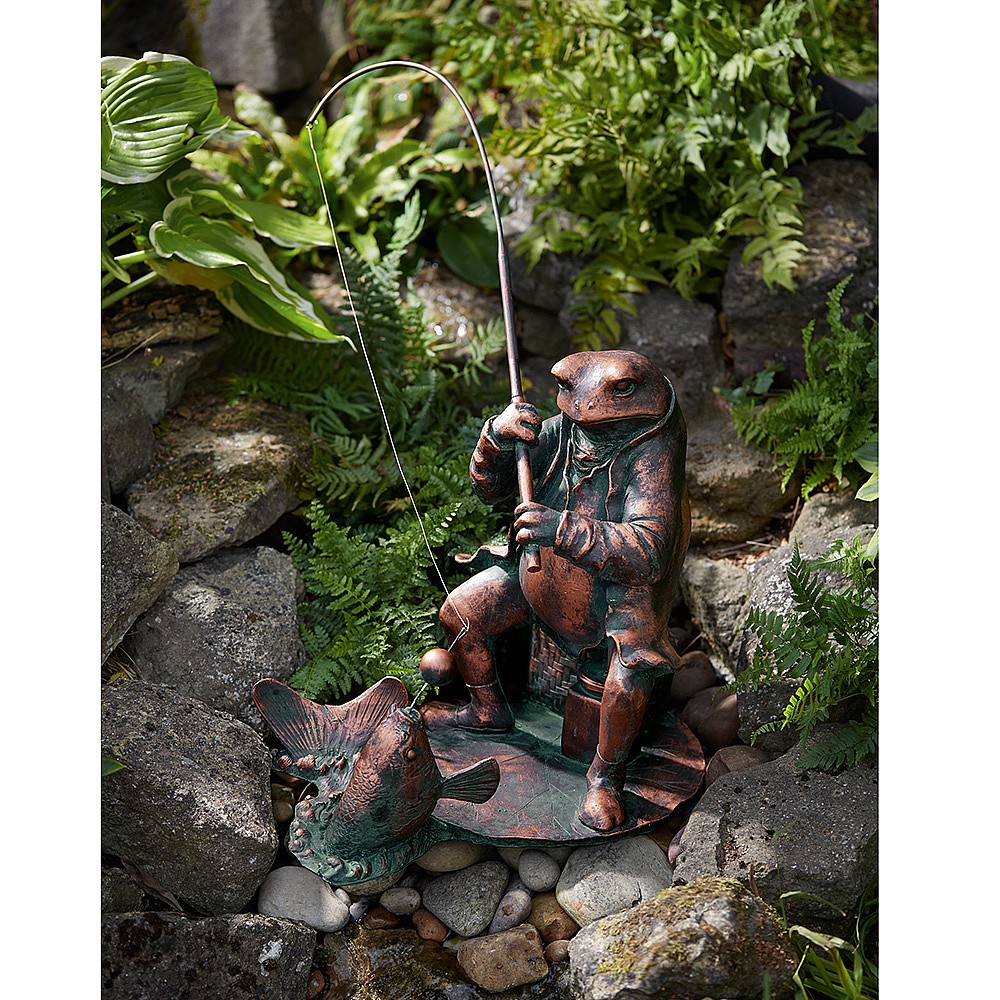 fishing frog sculpture cottage garden decorations museum selection