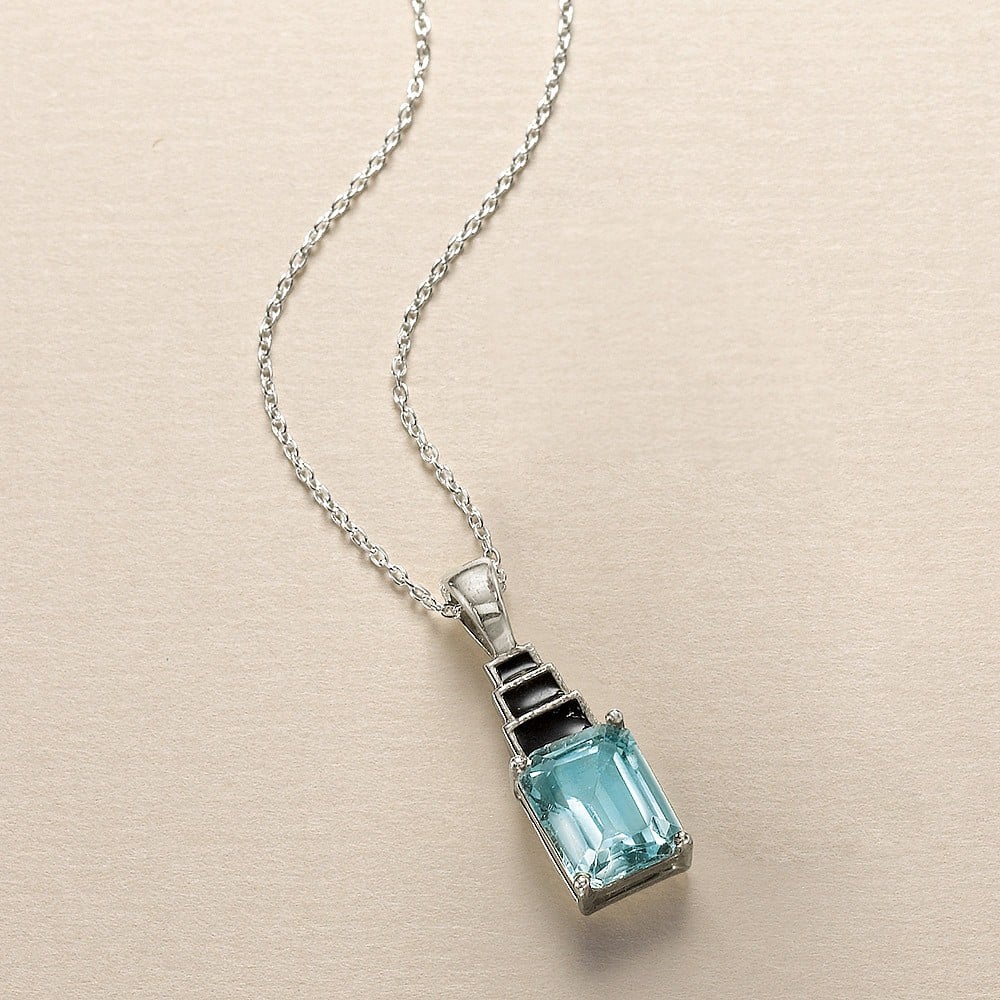 Blue Topaz Deco Pendant | Necklaces 