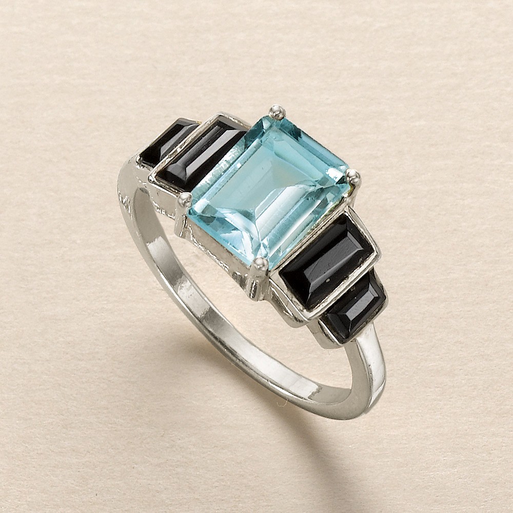 Blue Topaz Deco Ring