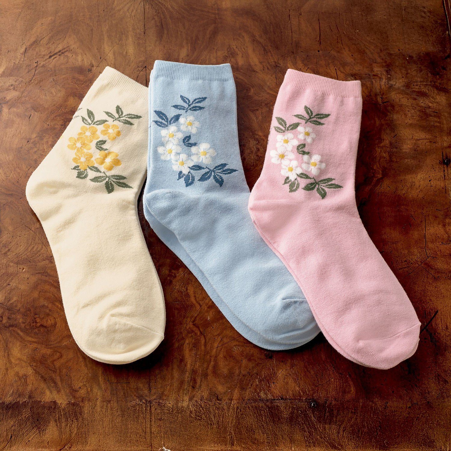 Three Pairs of Blossom Socks