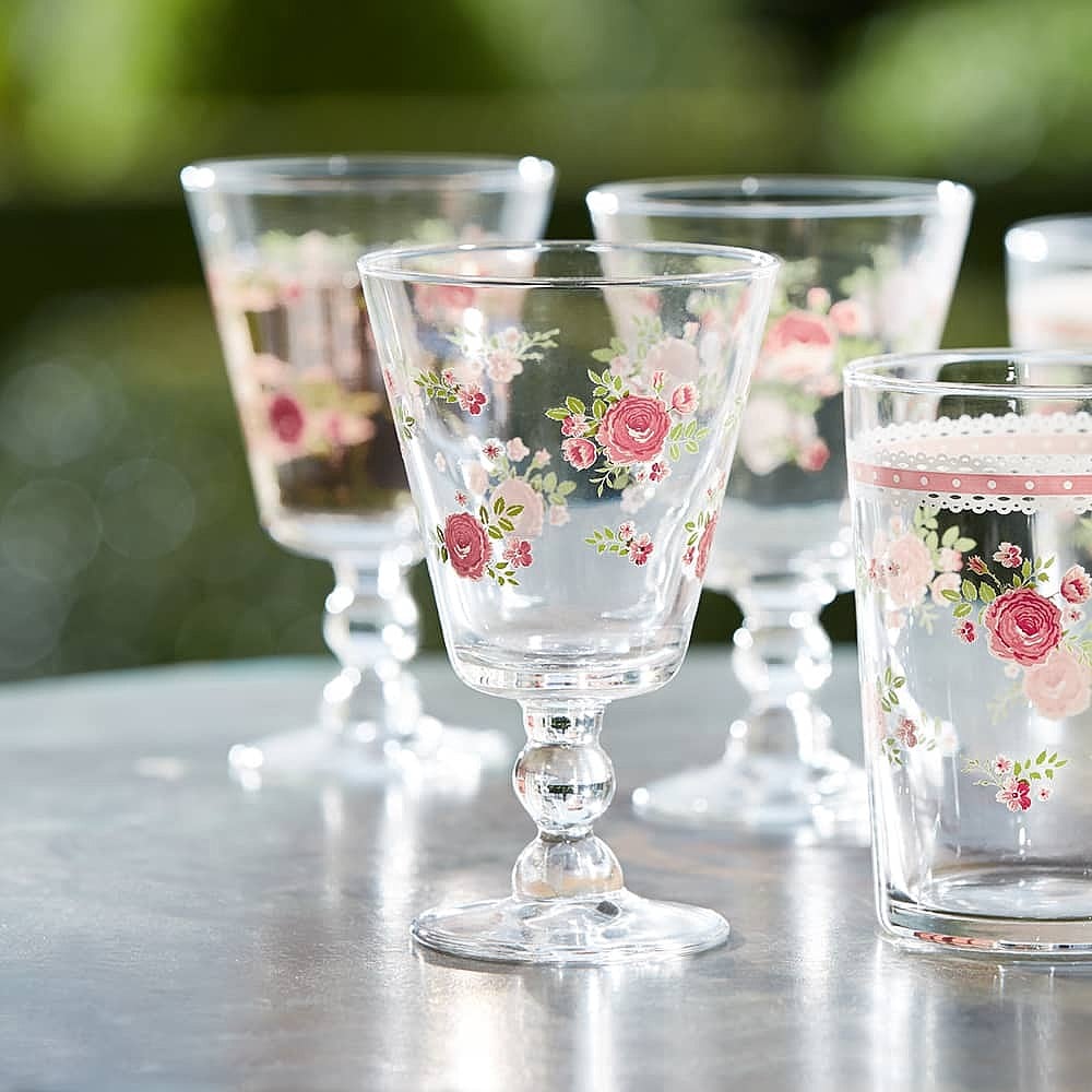 Set of 3 Rosebud Floral Wine Glasses | Museum Selection