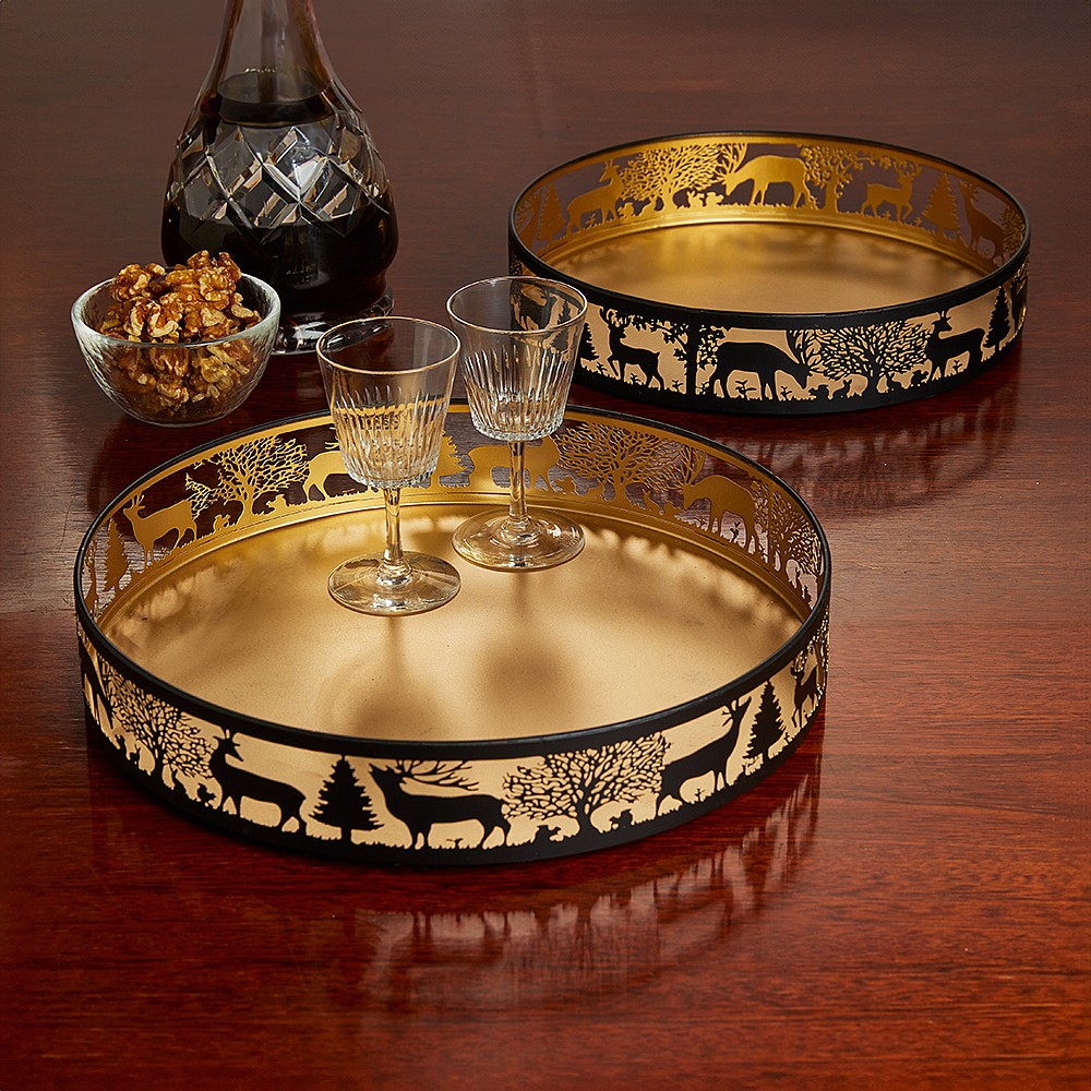 Pair of Woodland Silhouette Trays