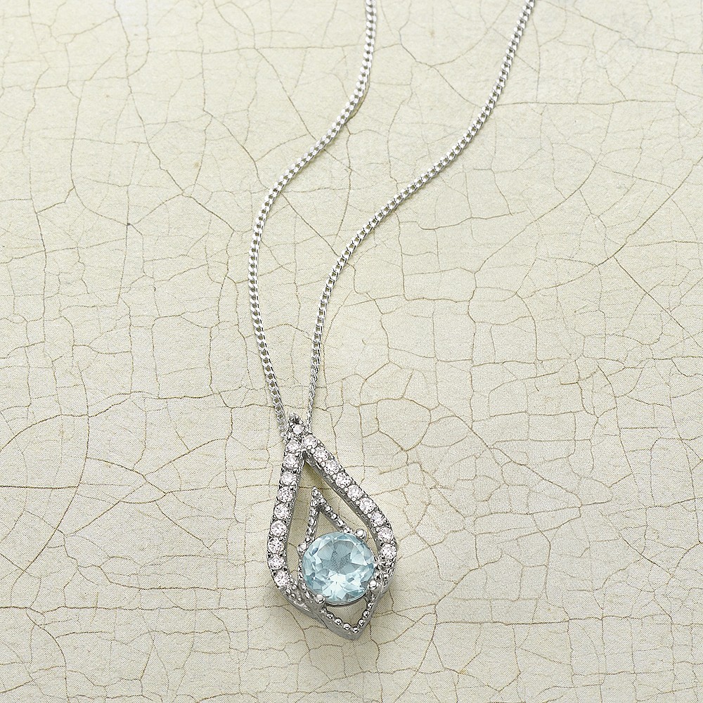 Sterling Silver Opal Bay Splash Teardrop Pendant Necklace by Alamea Sterling Silver Opal Bay Splash Teardrop Pendant Necklace by Alamea