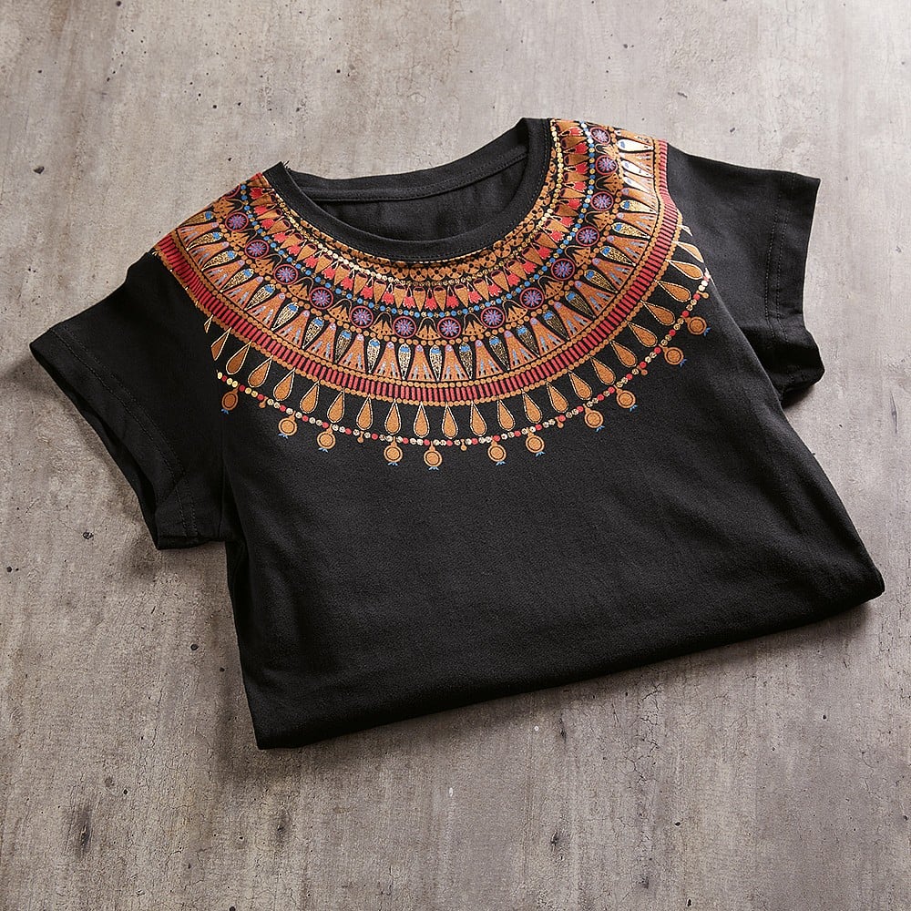 Black Cotton Egyptian Necklace Slim Fit T-Shirt Museum Selection
