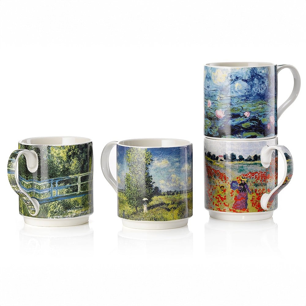 Set of Monet Stacking Bone China Mugs Museum Selection