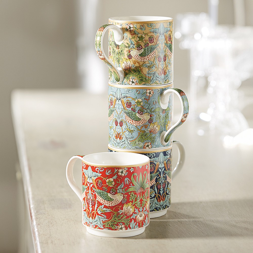 Set of Strawberry Thief Stacking Mugs Museum Selection