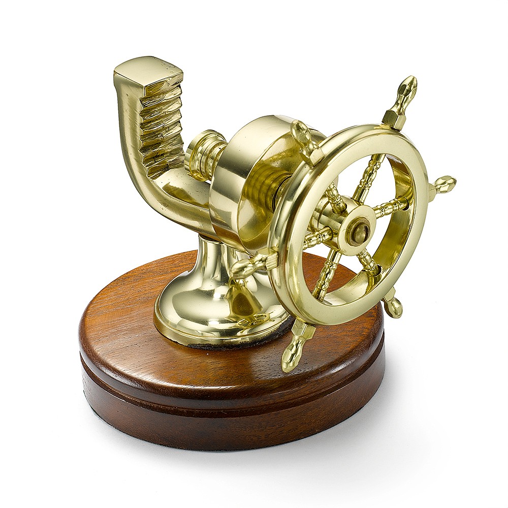Brown & Brass Wood Ship's Wheel Nutcracker | Museum Selection