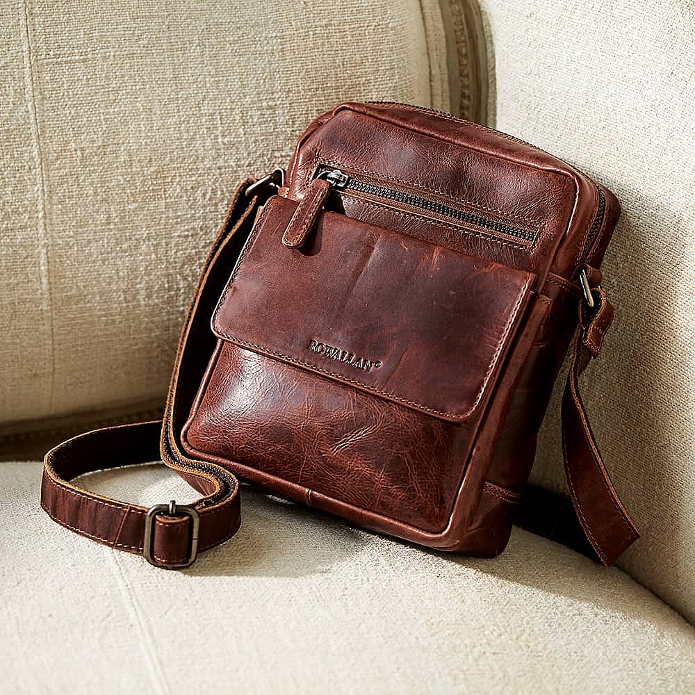 Brown Men's Leather Cross-Body Bag | Museum Selection