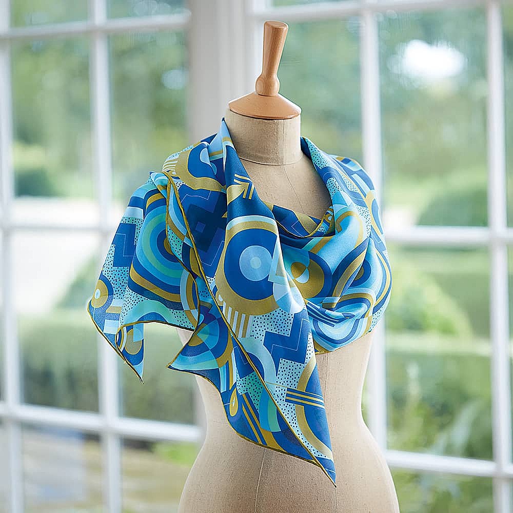 Green And Blue Neck Scarf Millie Boo Silk Scarf Womans 100% Silk