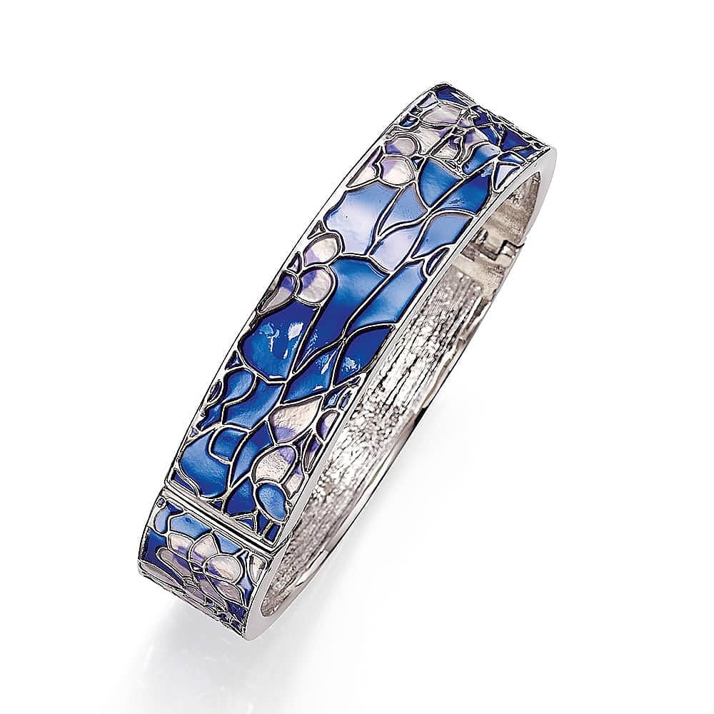 Art Nouveau Blue Stained Glass Enamel Bangle Museum Selection