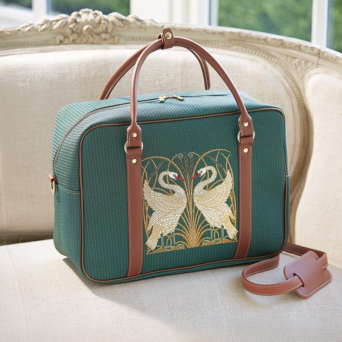 Green Swan Rush & Iris Weekender Bag | Museum Selection