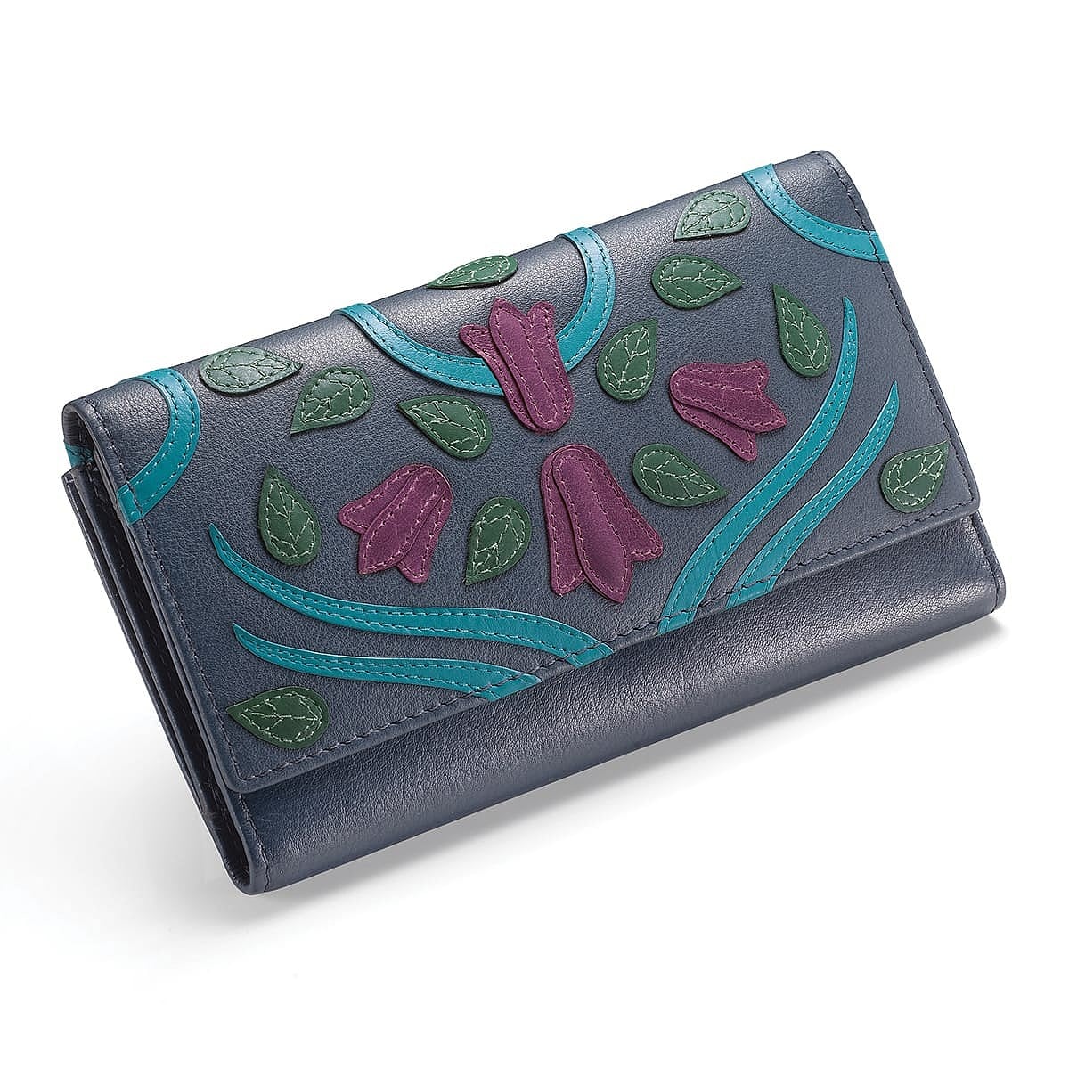 Blue & Purple Art Nouveau Leather Wallet | Museum Selection