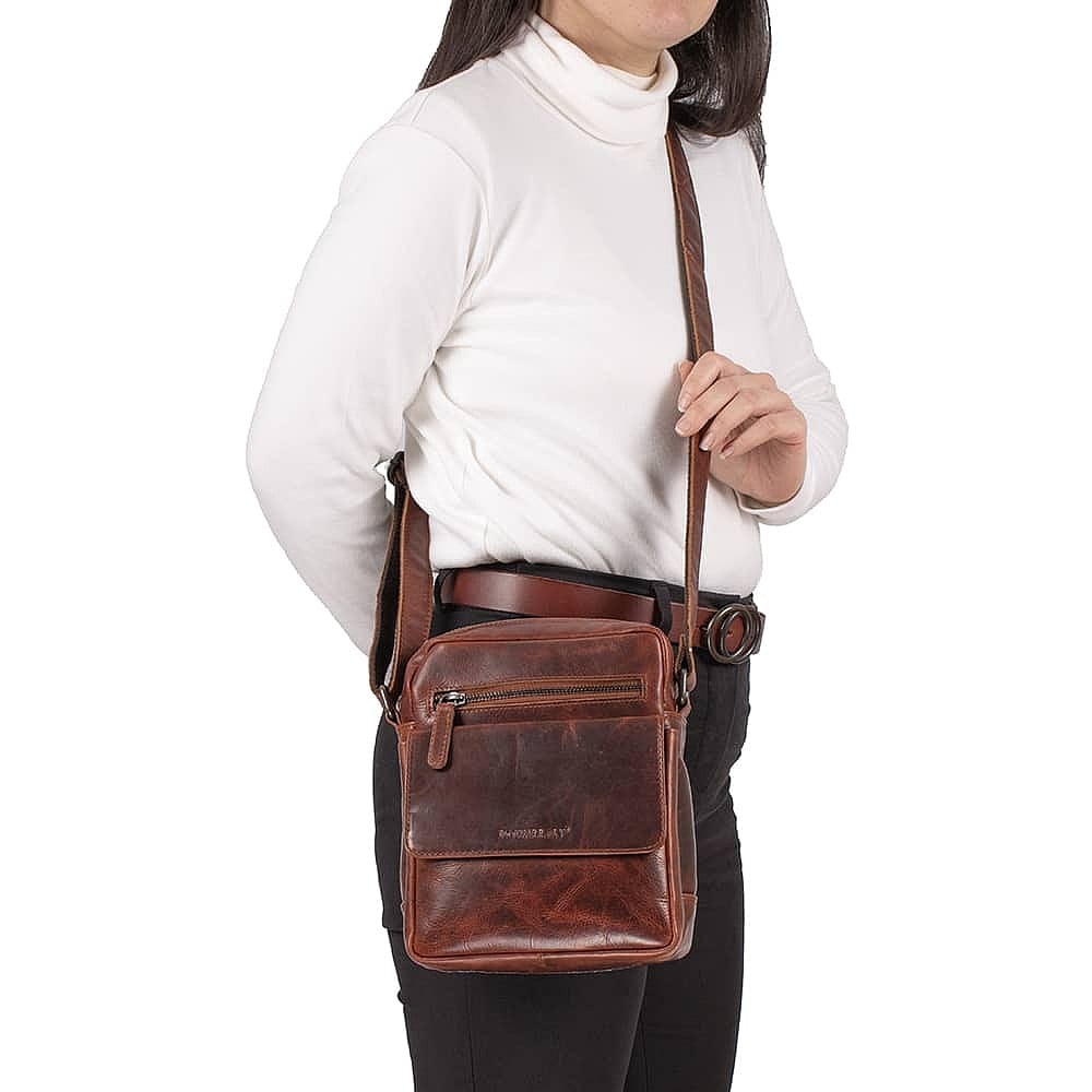 Ladies Crossbo Leather Genuine 定価6万　GUNTAS U*N様 Genuine Lorenz by Handbag Zipped Dual Leather バッグ