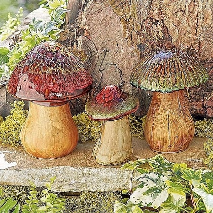 Set Of 3 Ceramic Mushrooms Garden Museum Selection Set Of 3 Ceramic Mushrooms Garden, Ceramic Mushrooms For The Garden Uk