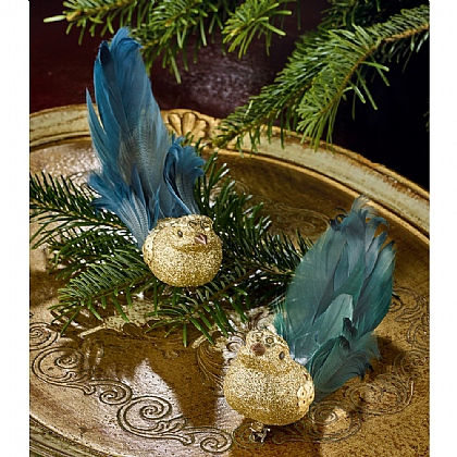 Pair Of Glittered Birds Decorations