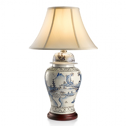 Landscape Jar Table Lamp Porcelain, Oriental Table Lamps