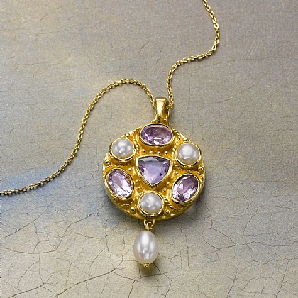 Renaissance Amethyst Pearl Pendant Gemstone Jewellery Museum Selection - Amethyst And Pearl Pendant